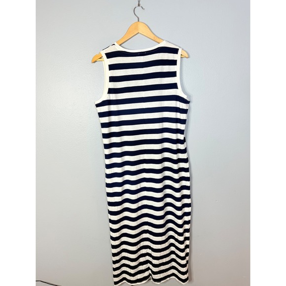 J.Crew Striped knit midi‎ dress Large Blue & White NWT - Picture 7 of 10